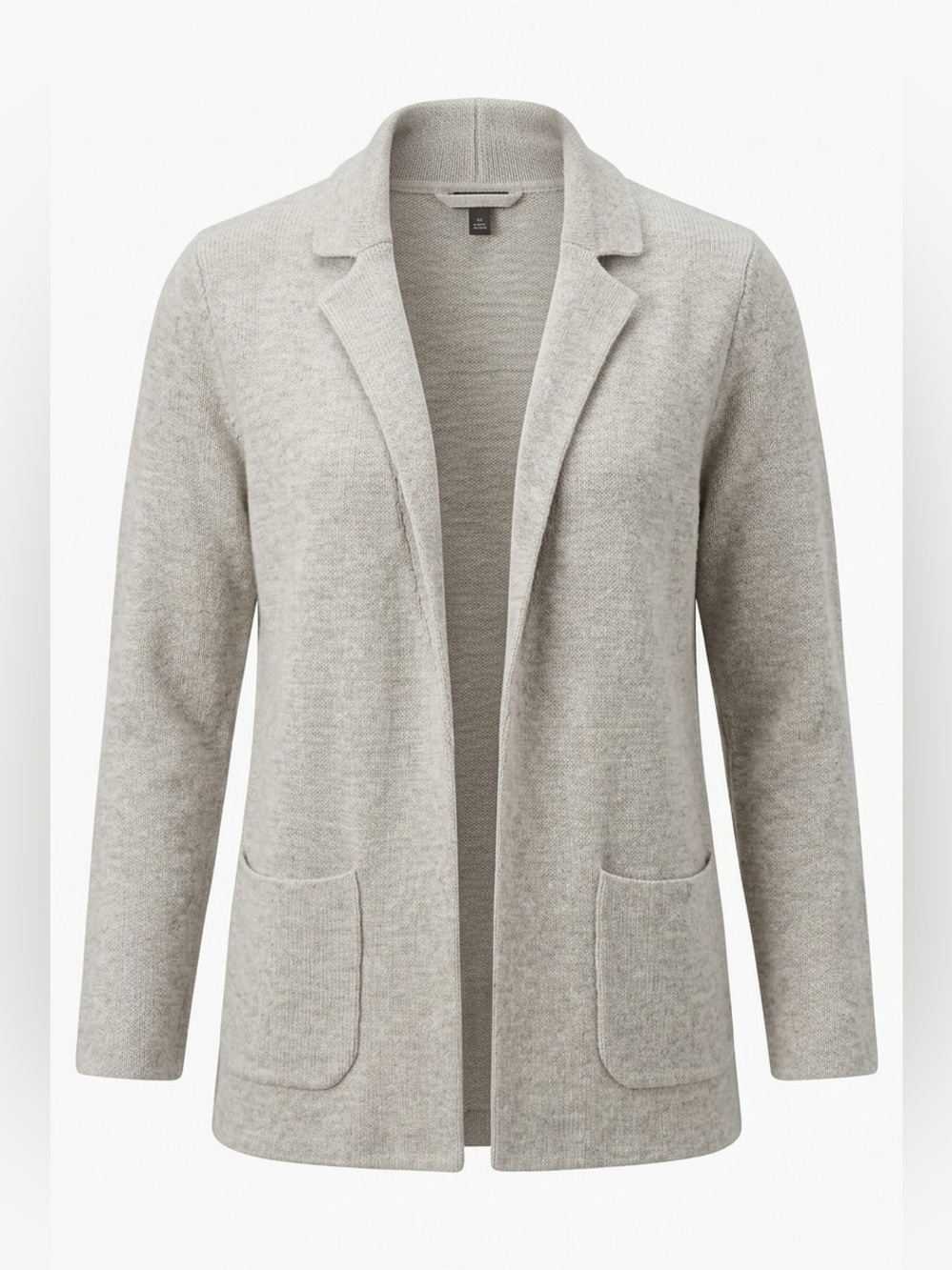 Talbots Oatmeal Tan Wool Blend Open-Front Knit Blazer Cardigan